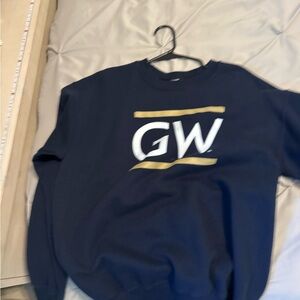 Gildan Navy Crewneck with White GW Logo and Gold Accents